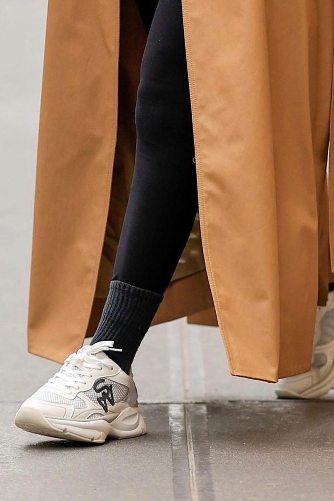 Sofia Richie Graingers trench coat leggings trainers