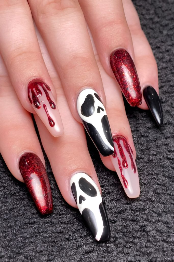 Scream Halloween nails