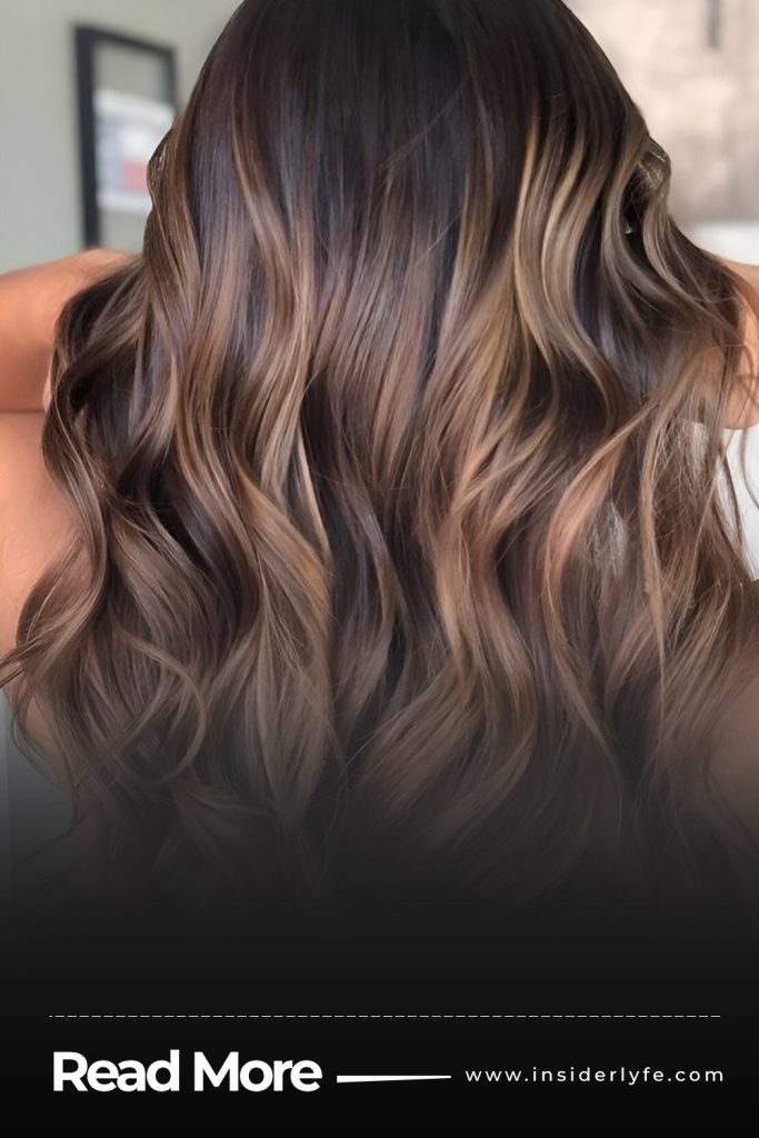 Brown chestnut colour or caramel highlights balayage