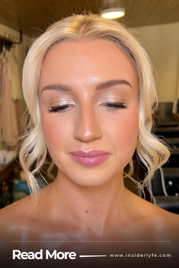 Champagne Glow with Pink Lips