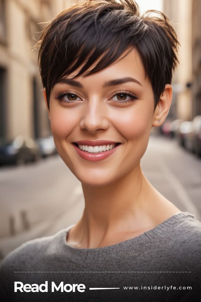 Classic Pixie with Side Swept Bangs