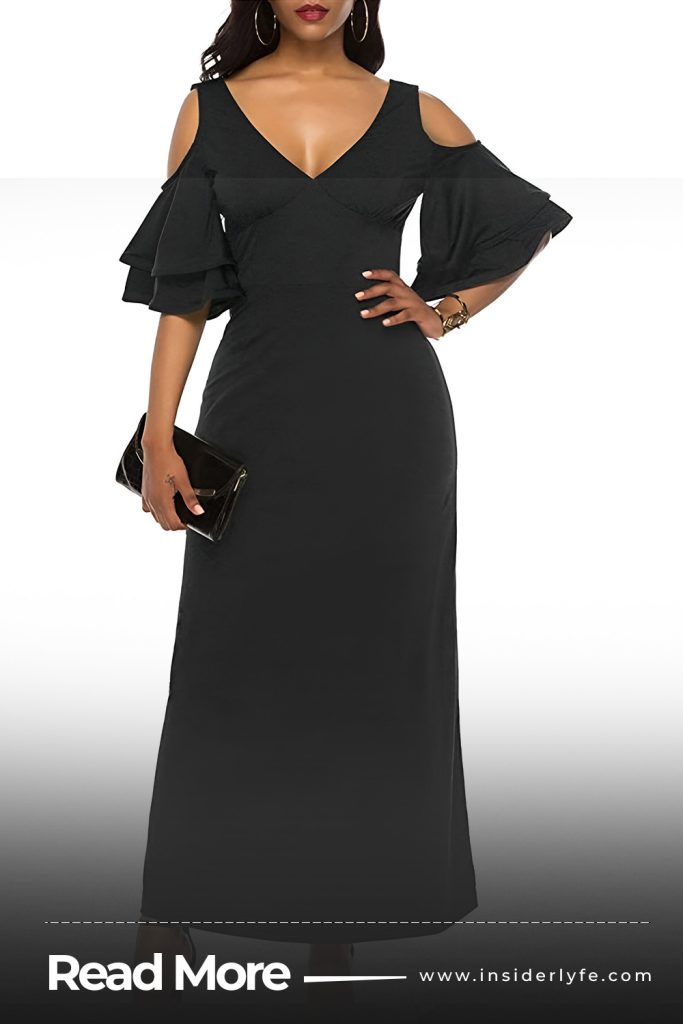 Cold shoulder flounce dress