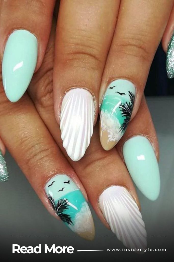 Cute summer vacation beach nails