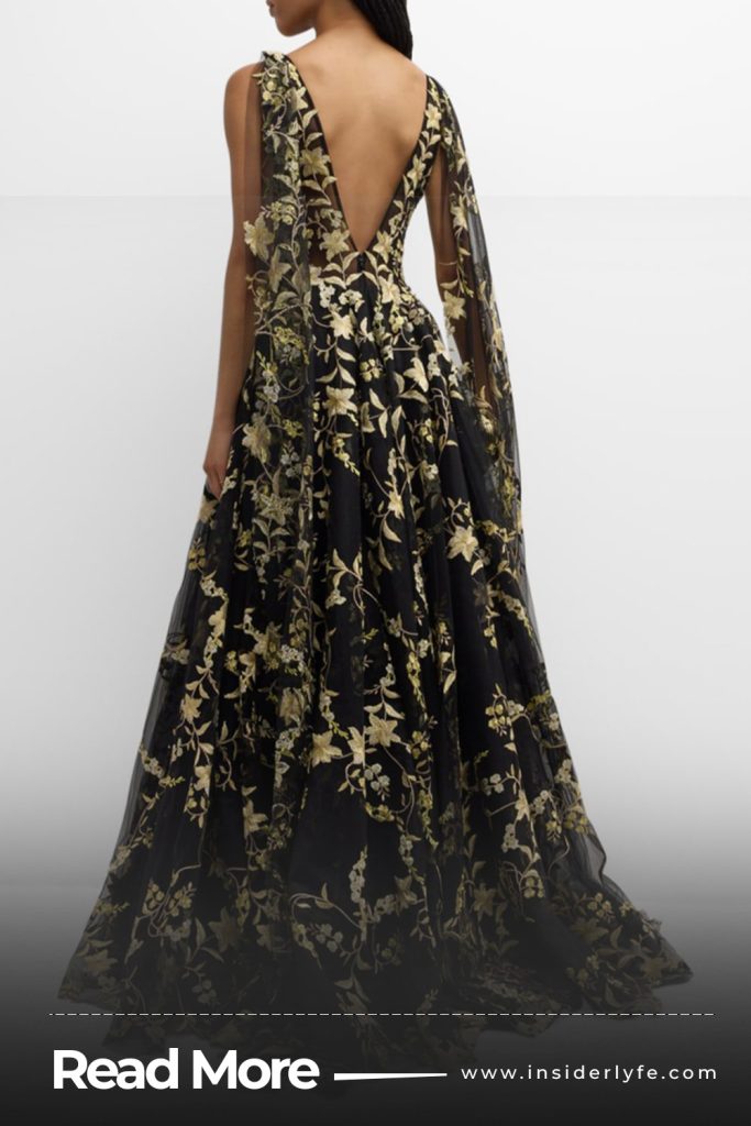 Embellished plunging gown