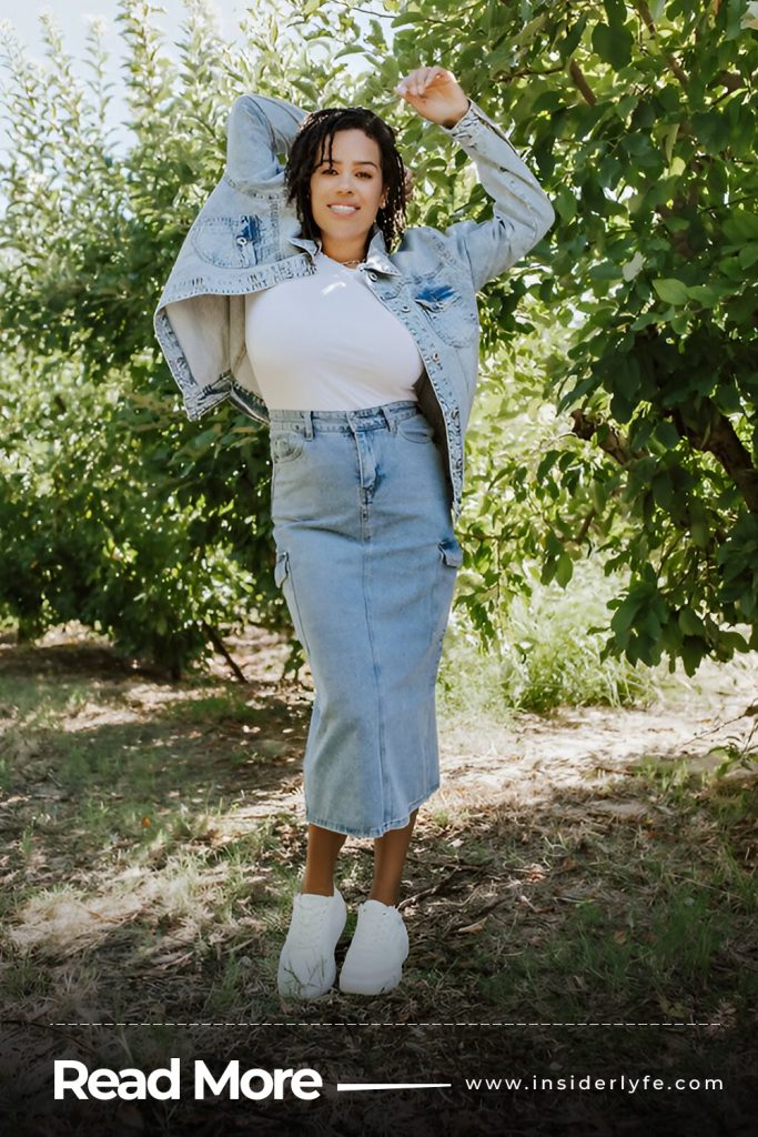 Fleece Jacket and Denim Skirt