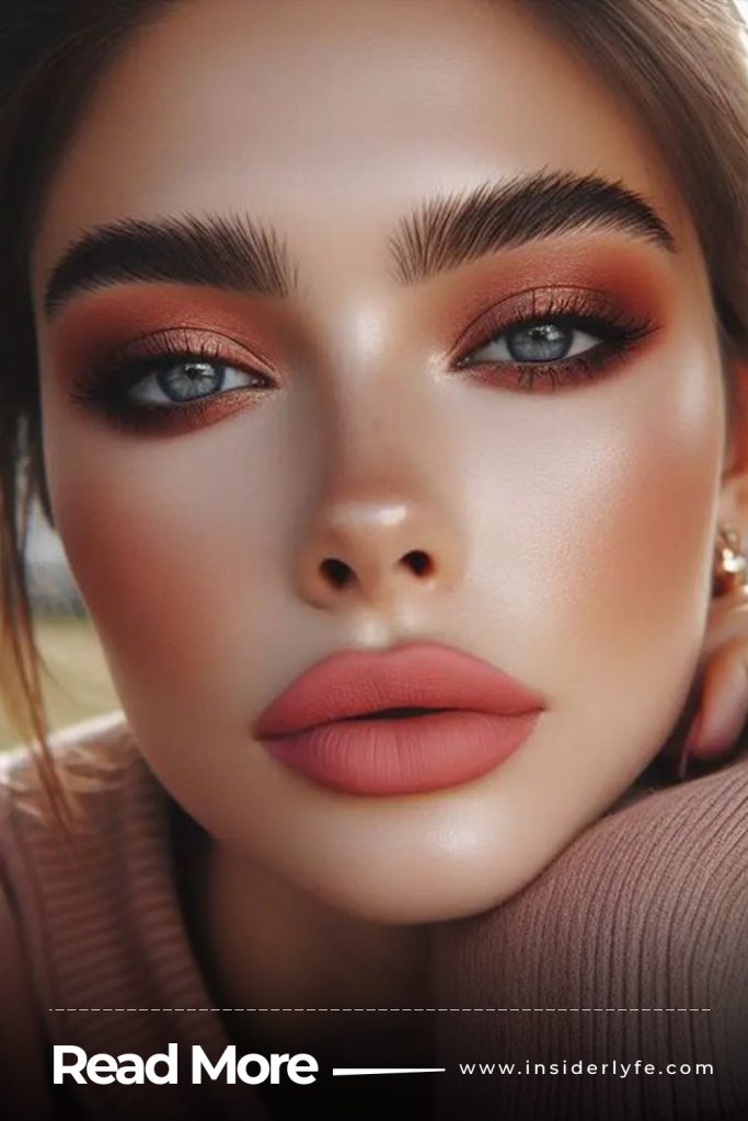 Golden Eyes with Warm Nude Lips