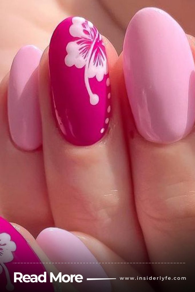 Hibiscus coral nail design