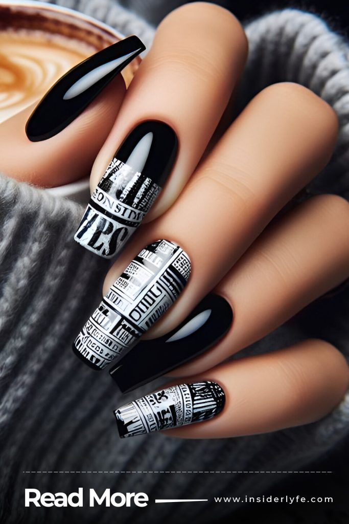 Newspaper Print Nails