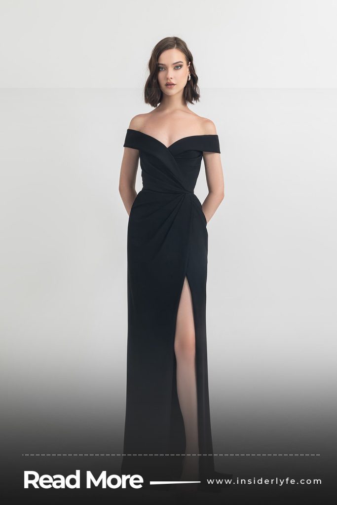 Off shoulder evening dress