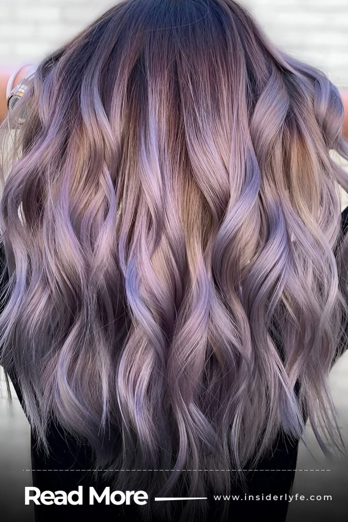 Pastel Purple Highlights on Light Brown Hair