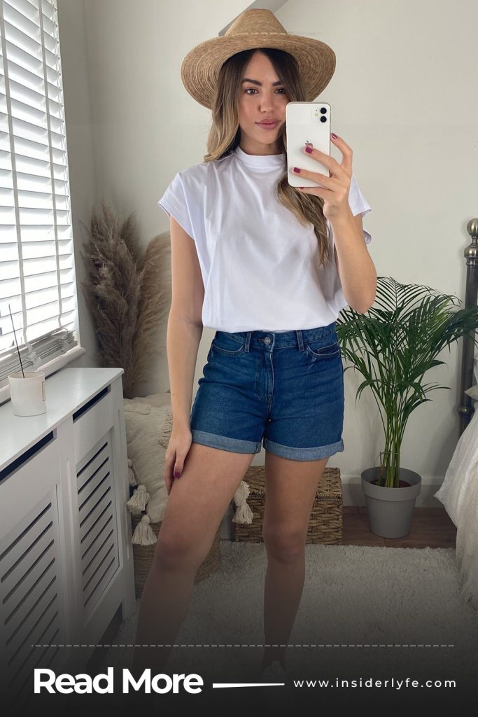 Printed T shirt and Denim shorts