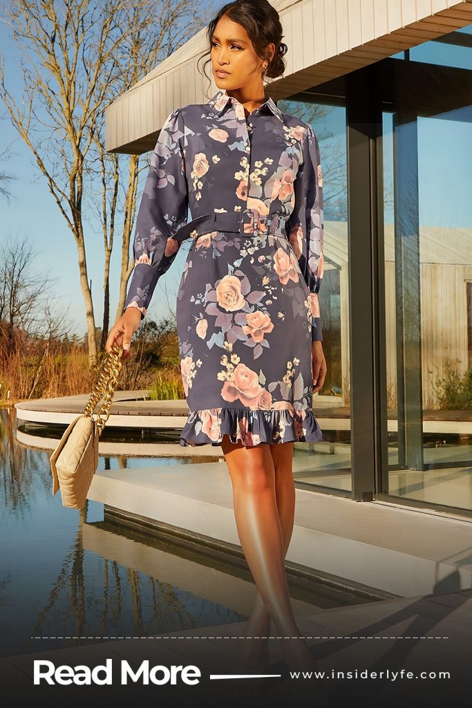 Printed shirt dress with a Belt