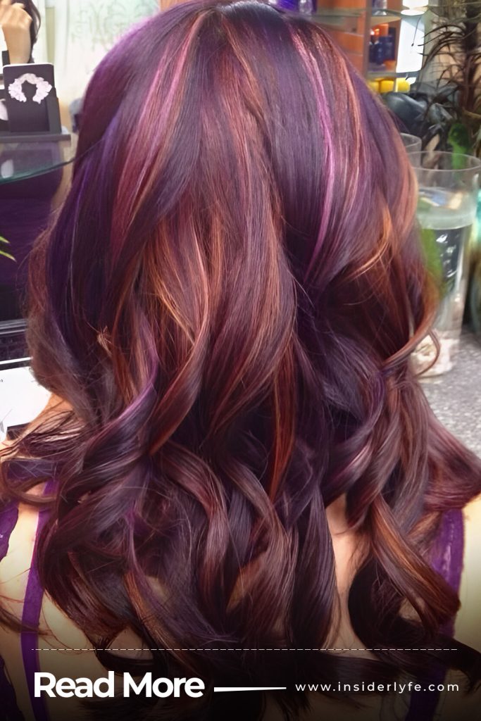 Purple Highlights on Copper Hair