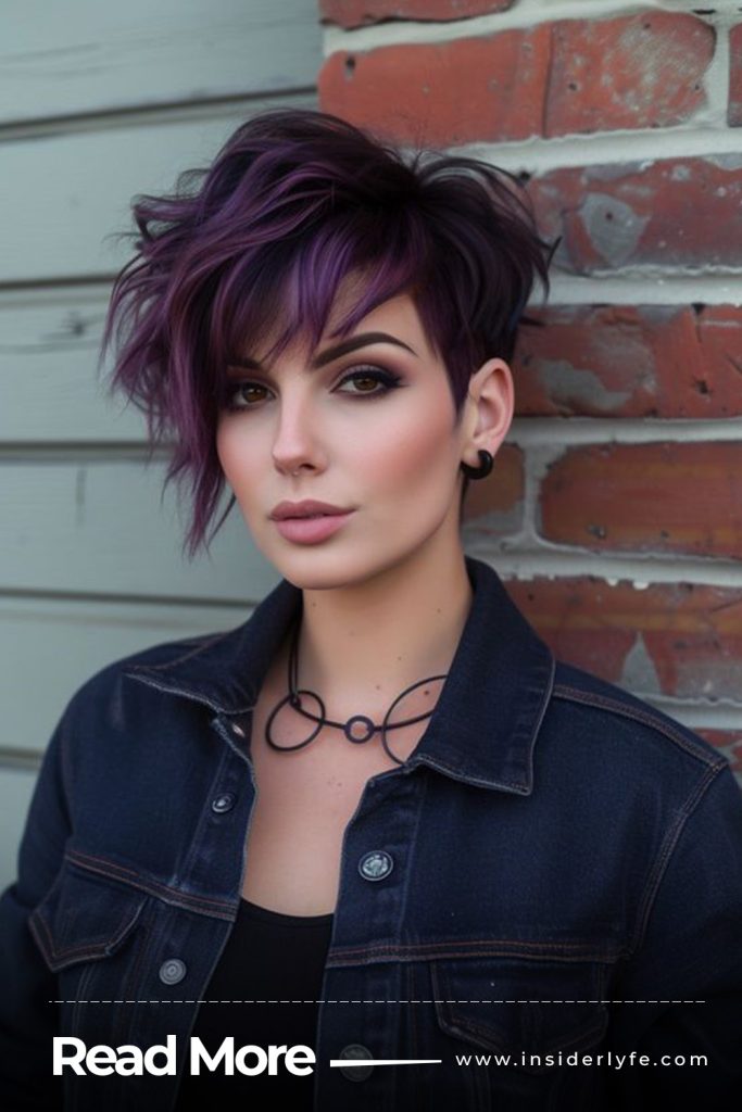 Purple Highlights with a Pixie Cut