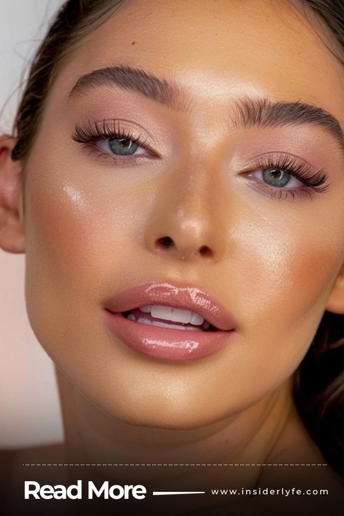 Rose Gold Eyeshadow with Glossy Lips