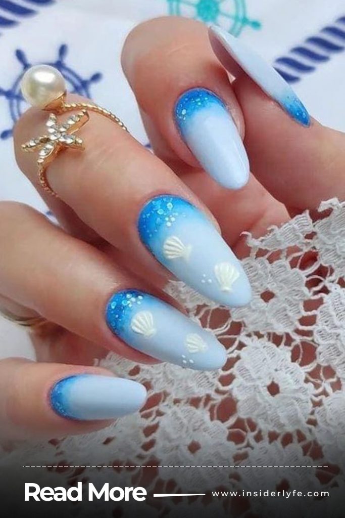 Shell summer beach nails
