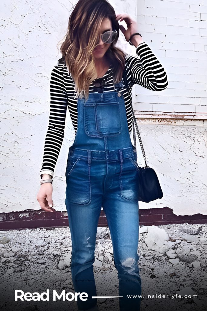 Striped Turtlenecks with Overalls