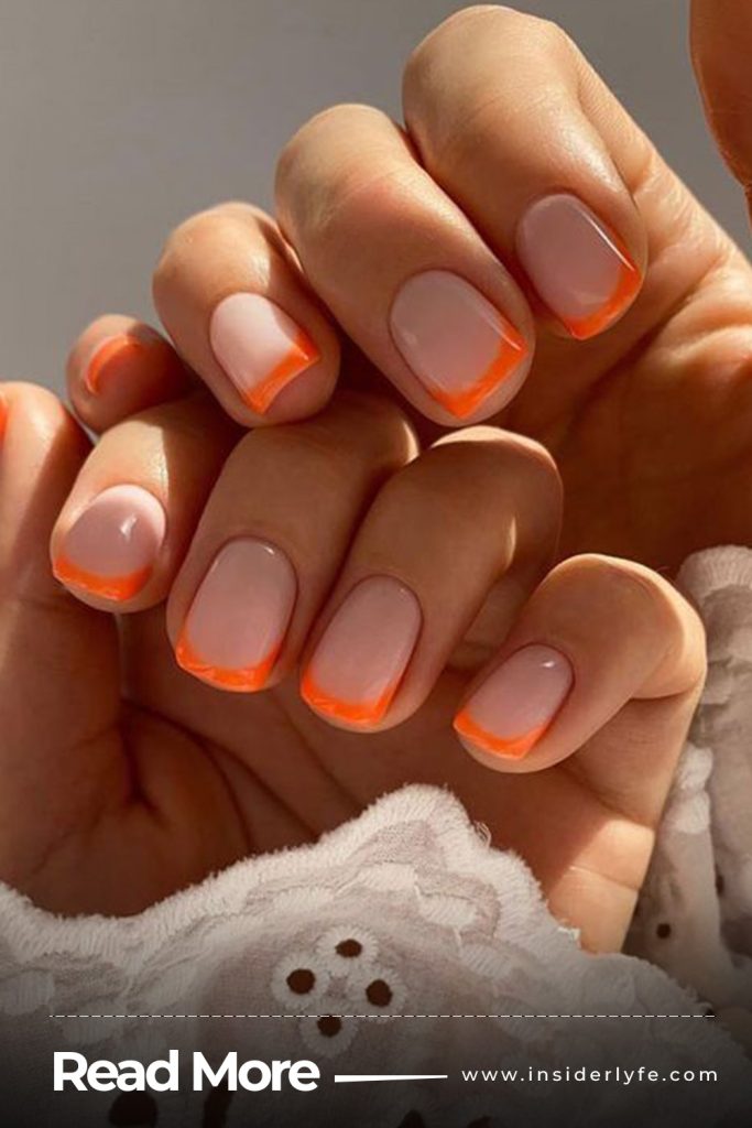 Stunning orange French manicure
