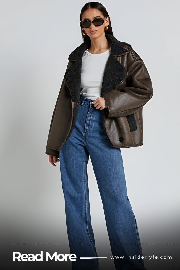 Suede Jacket and Wide Leg Jeans