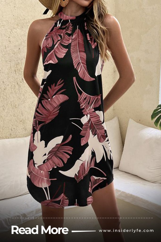 Tropical linen little black dress