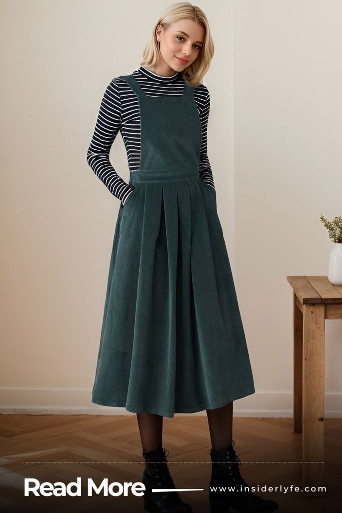 Turtlenecks with Pinafore Dresses