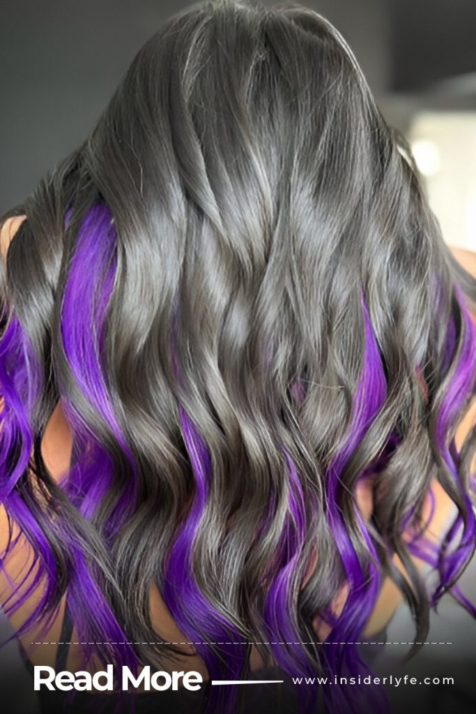 Violet Tips on Black Hair