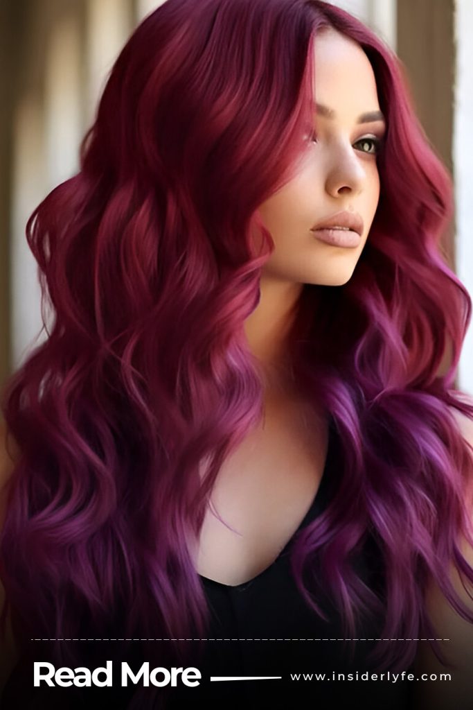 Vivid Purple Balayage on Red Hair