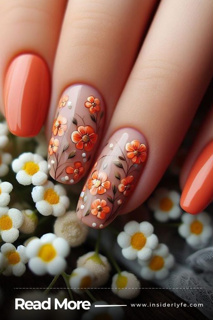Bright Orange with Floral Accents