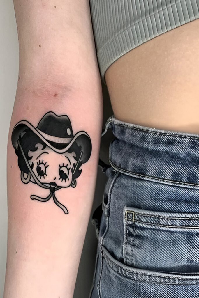 Black and Gray Betty Boop Tattoo