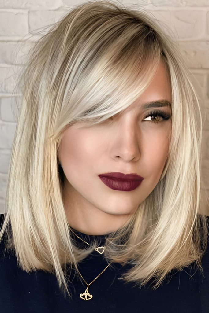 Blunt Cut with Side Swept Bangs