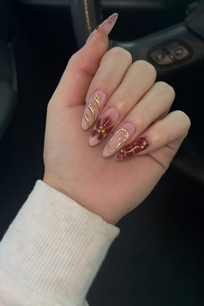 Cherry Mocha with Gold Accents