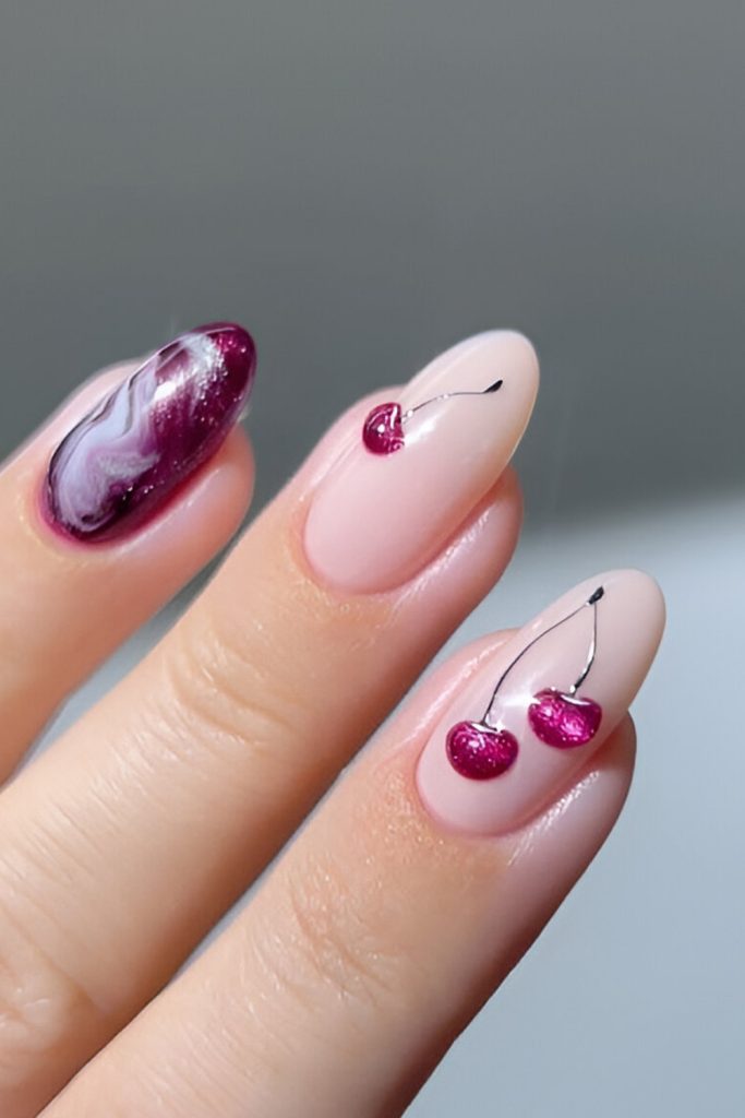 Classic Cherry Mocha French Tips