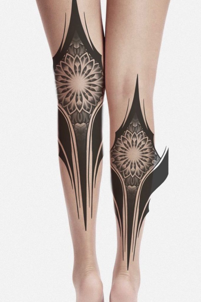 Geometric Pattern Knee Tattoo