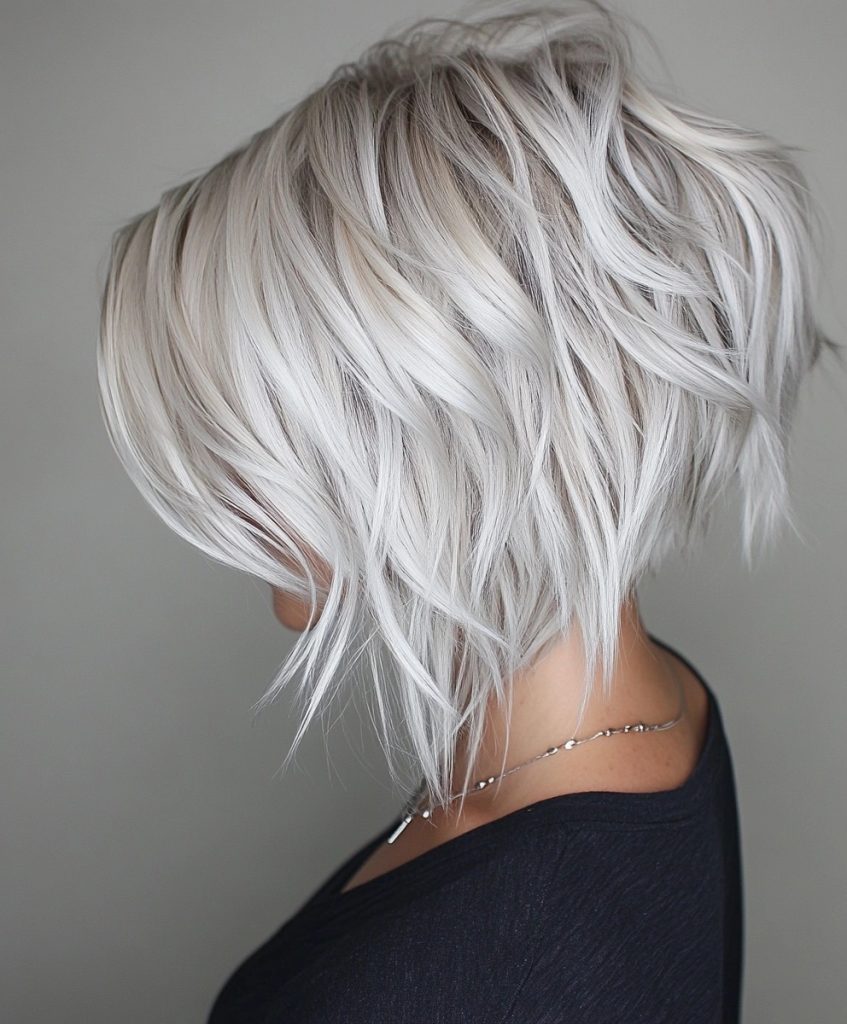 Grey Asymmetrical Bob