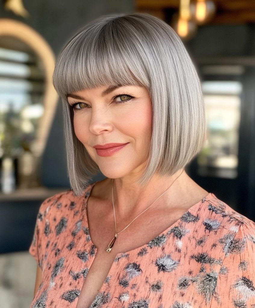 Grey Bob with Wispy Bangs
