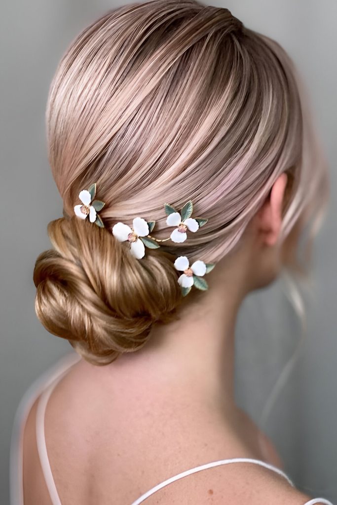 Low Twisted Bun with a Sparkly Clip