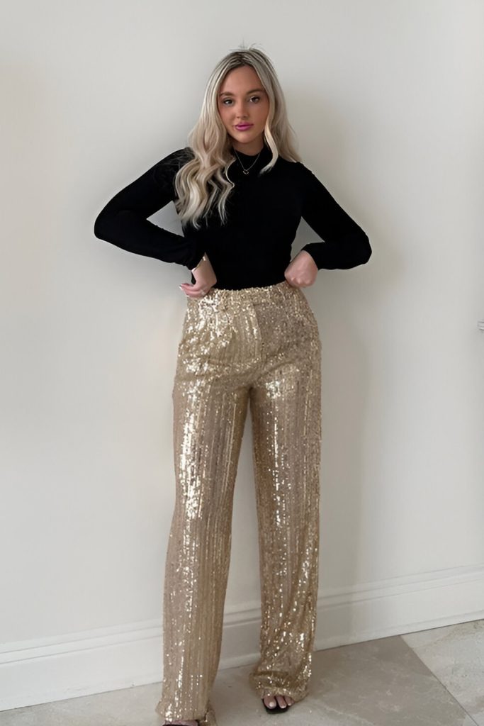 Metallic Pants and Statement Tops