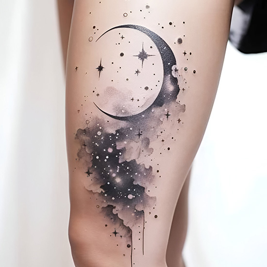 Moon and Star in the Sky