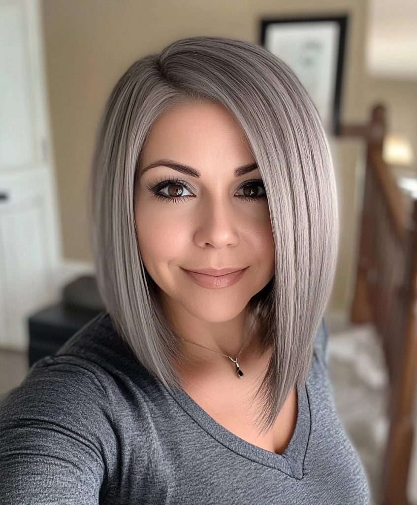 Sleek Grey Inverted Bob