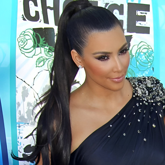 Sleek High Ponytail Kim Kardashian Hairstyle