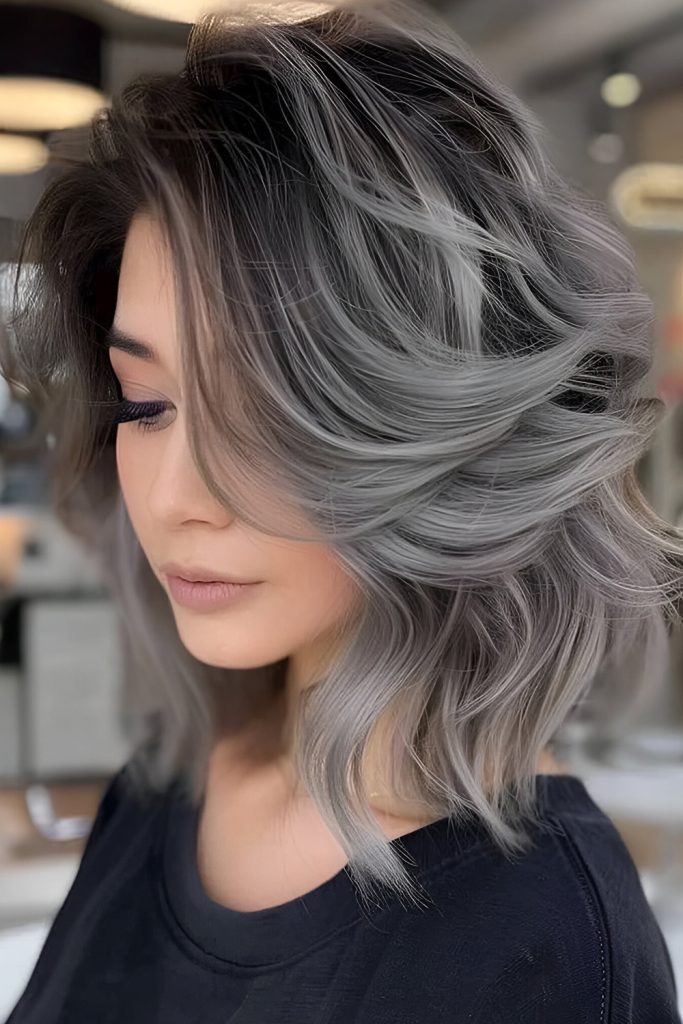Smoky Grey with Peach Highlights