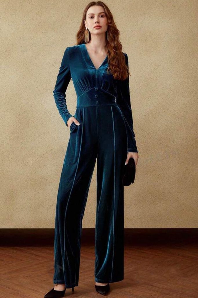 Velvet jumpsuits for effortless elegance