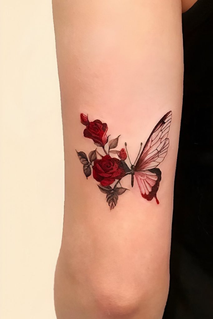 Watercolor Butterfly and Lily