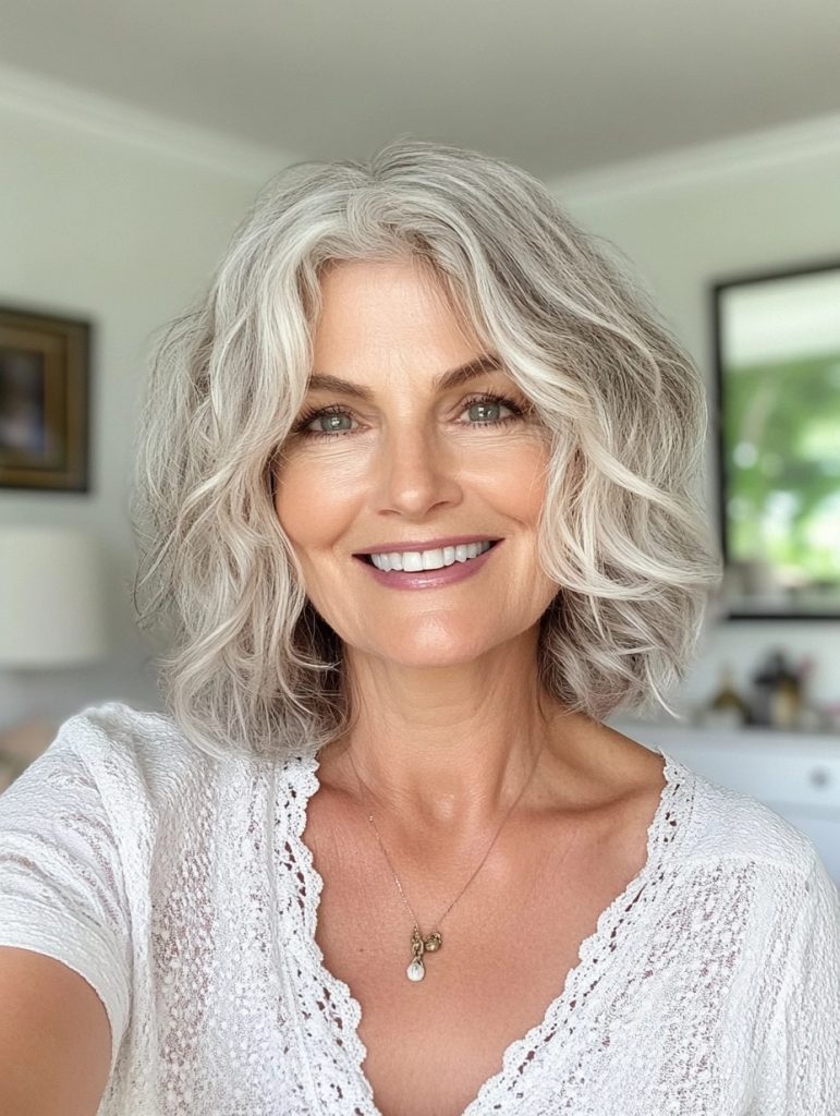 Wavy Textured Grey Bob