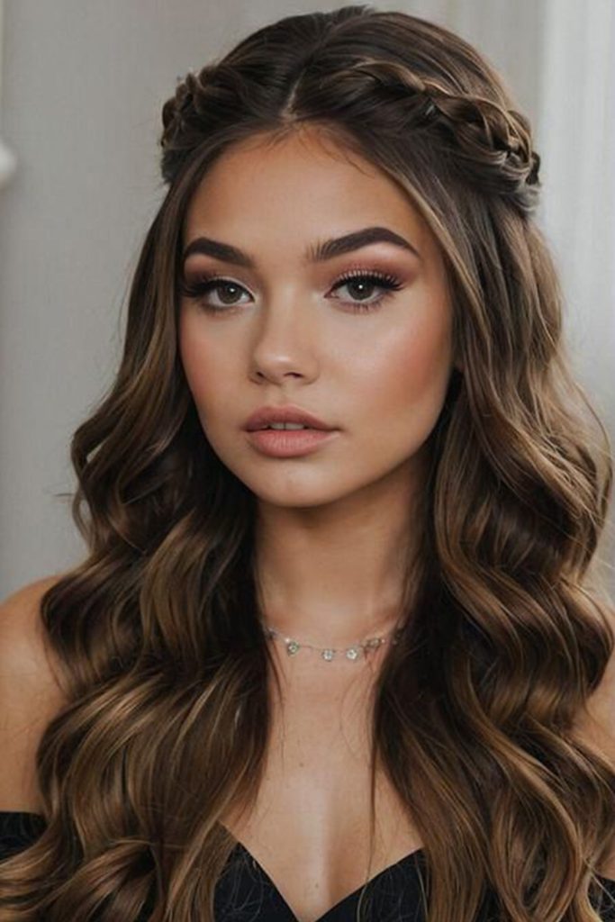 Braided Crown with Loose Waves
