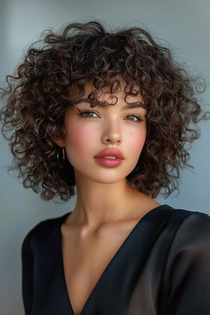 Curly Lob with Bangs