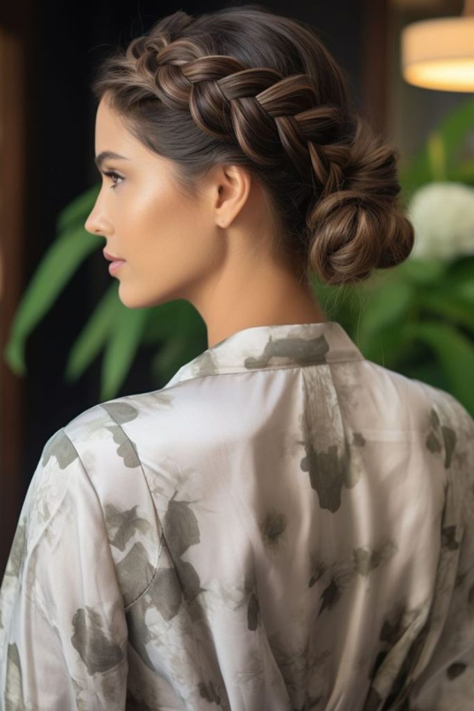 Dutch Braid Low Bun