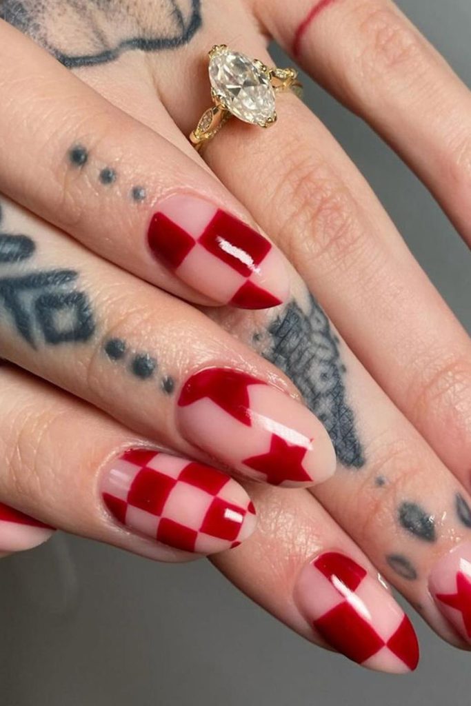 Festive Checkerboard Nails