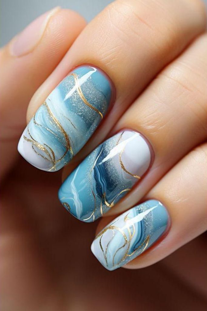 Festive Marble Nails
