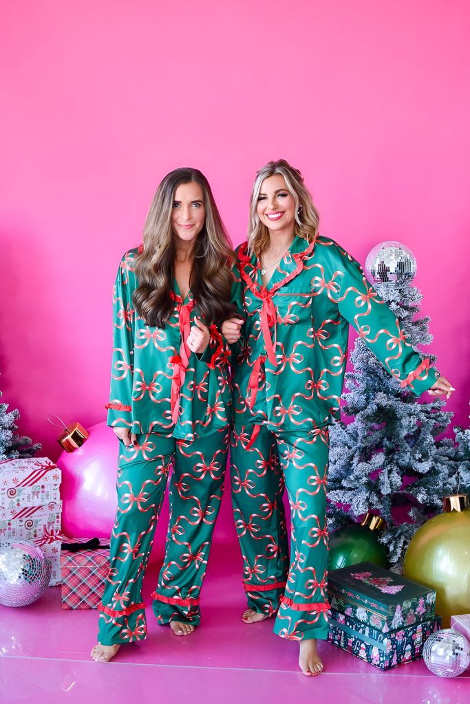 Festive Pajama Set with Statement Accessories